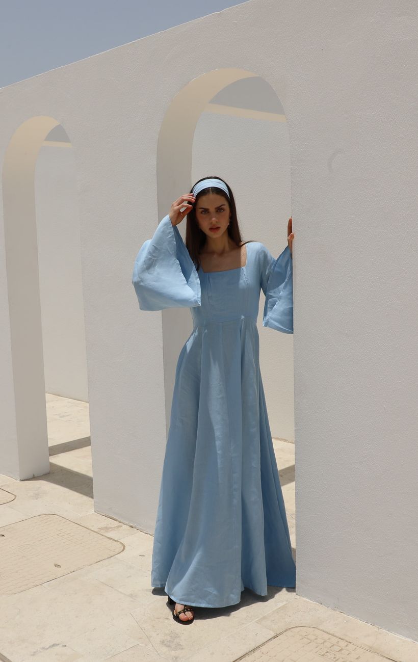 Serene Sky Linen Dress