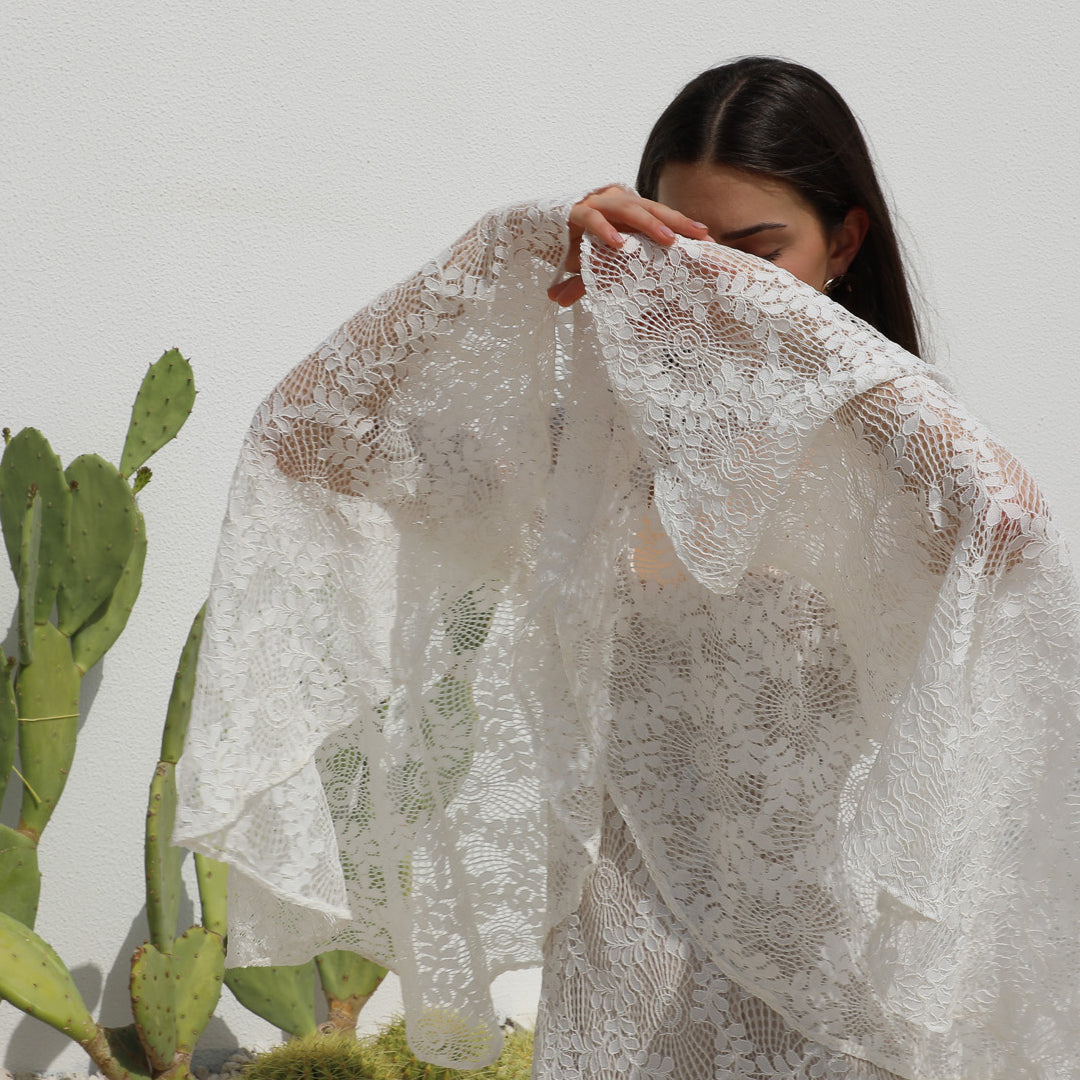 White Boho Lace Maxi Dress
