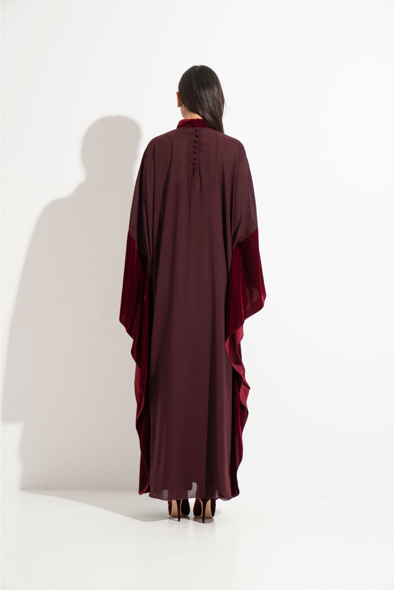 Maroon dress with a touch of velvet A20