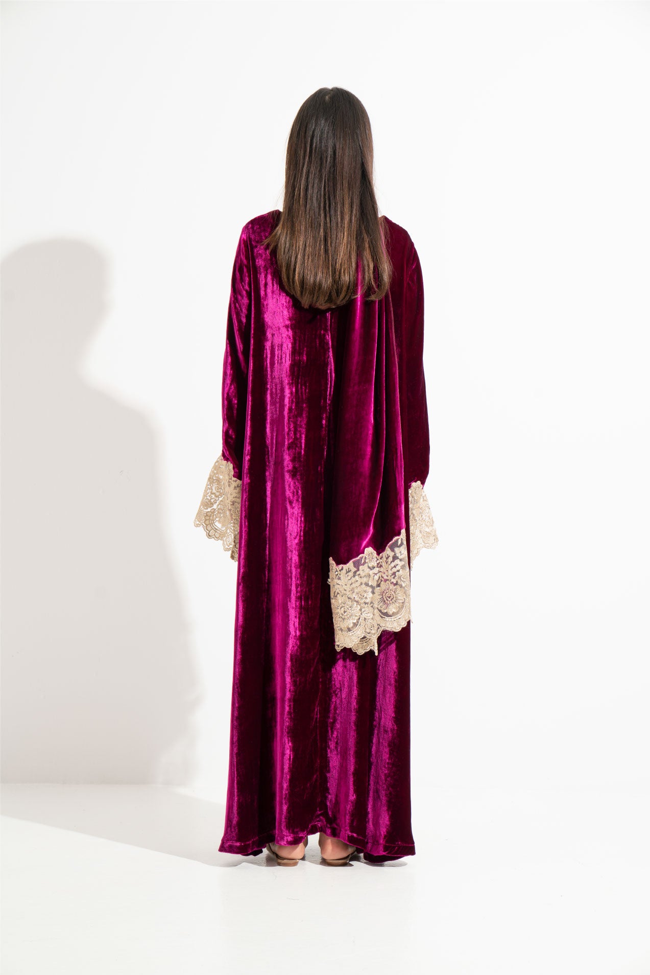 Fuchsia pink velvet dress A19