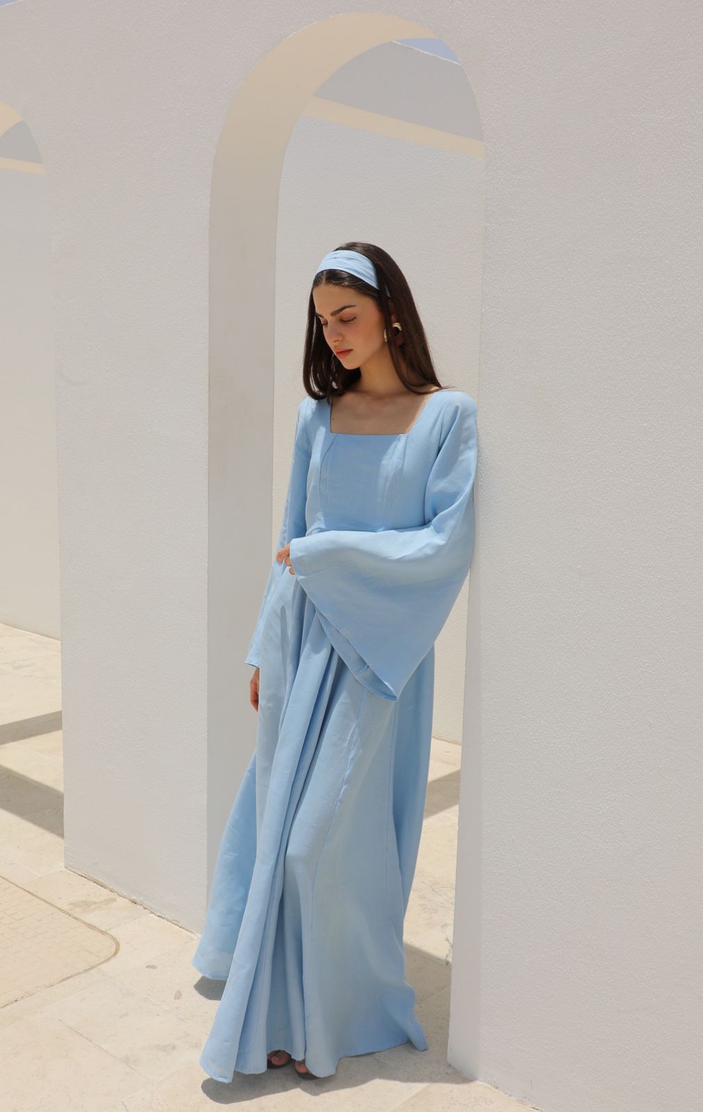 Serene Sky Linen Dress