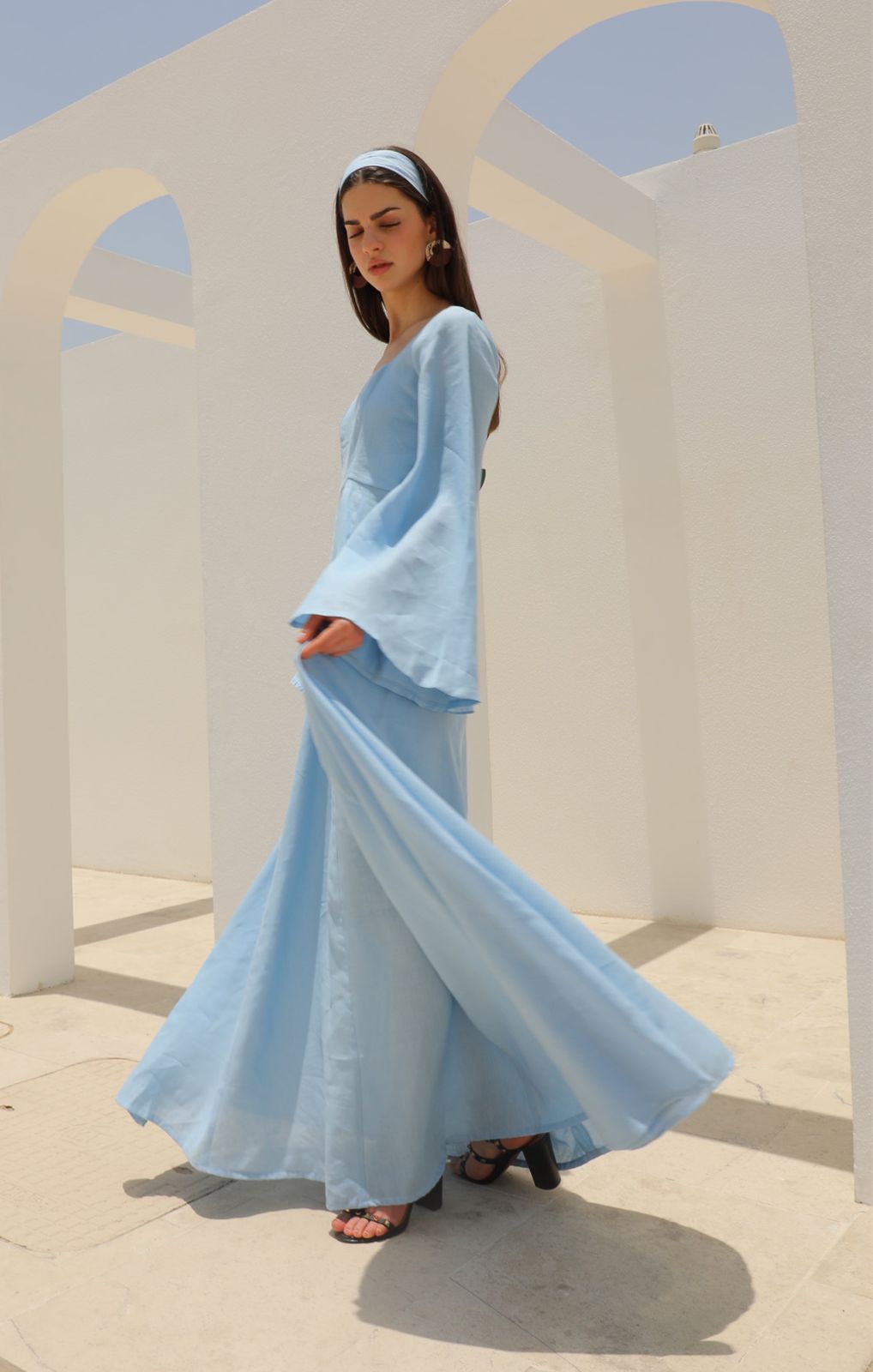 Serene Sky Linen Dress