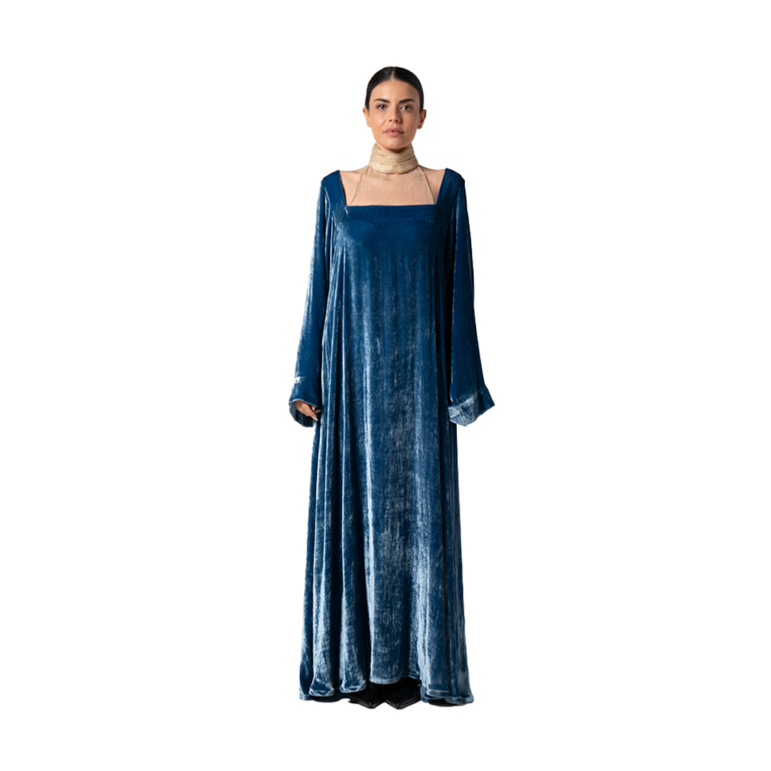 Azure Velvet Grace Dress