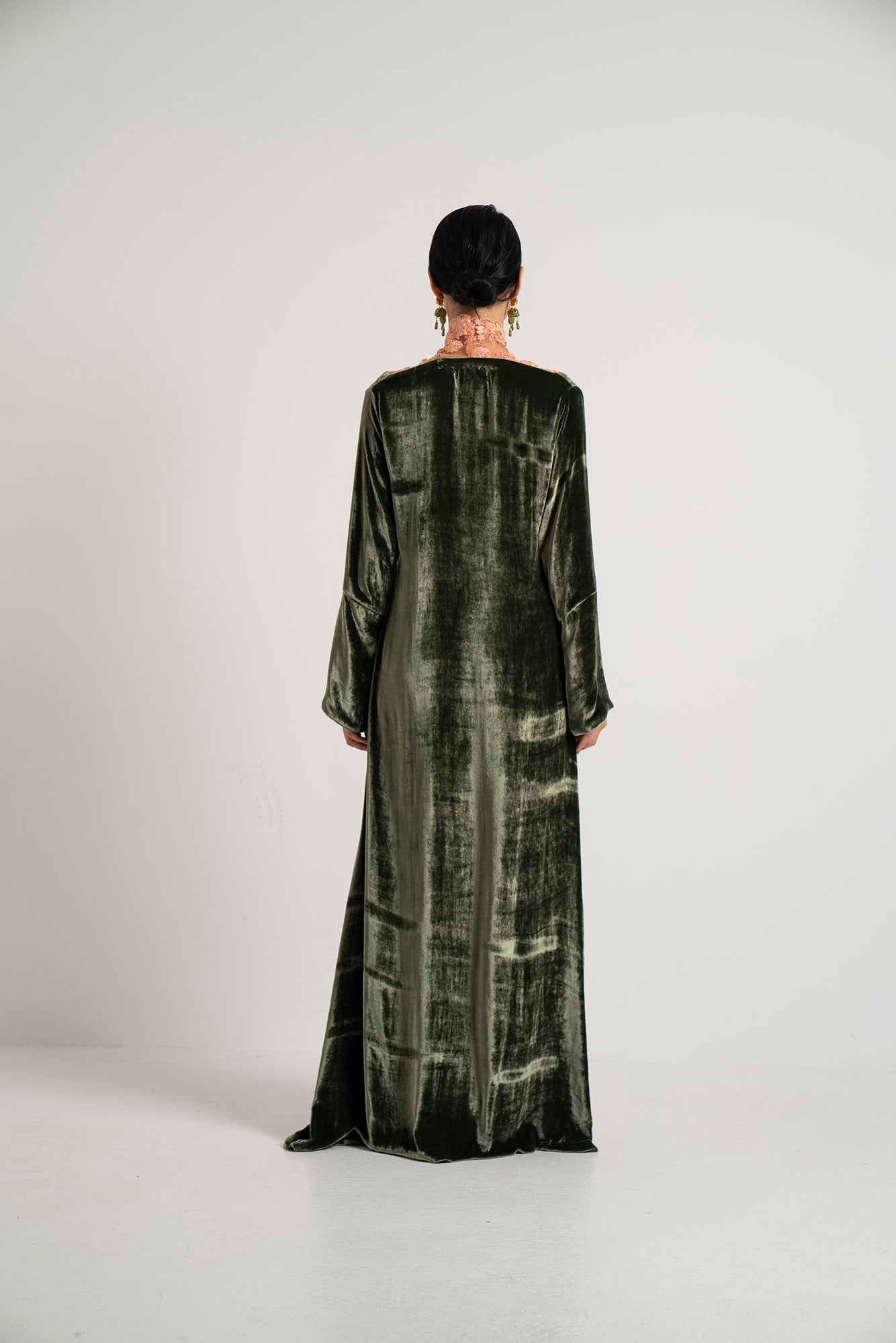 Moss Velvet & Blush Lace Dress