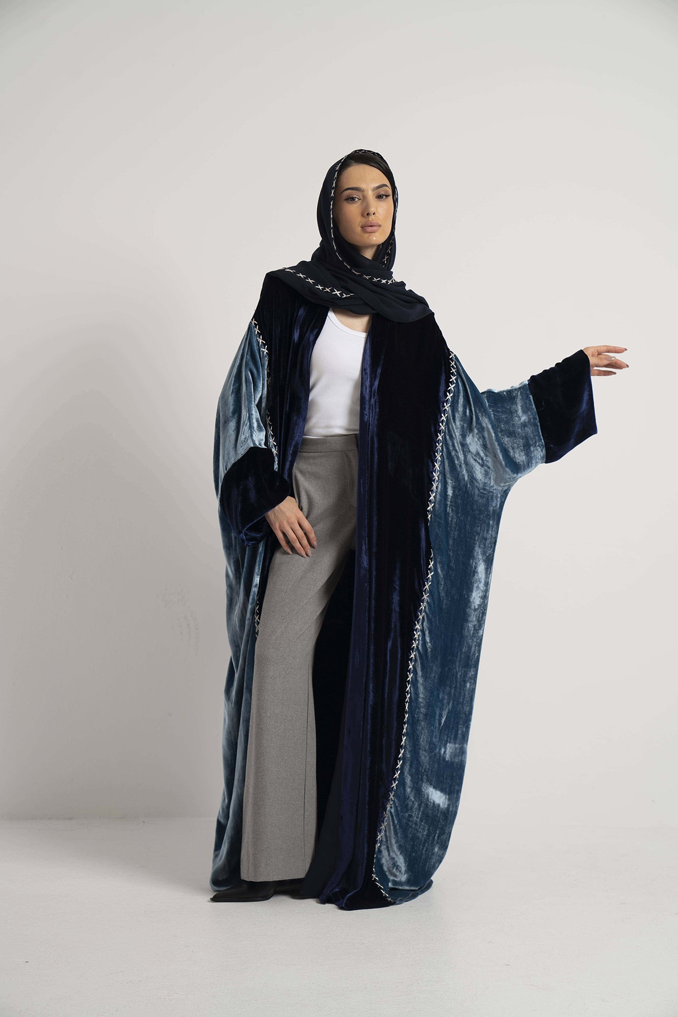 The Midnight Blue Velvet Abaya