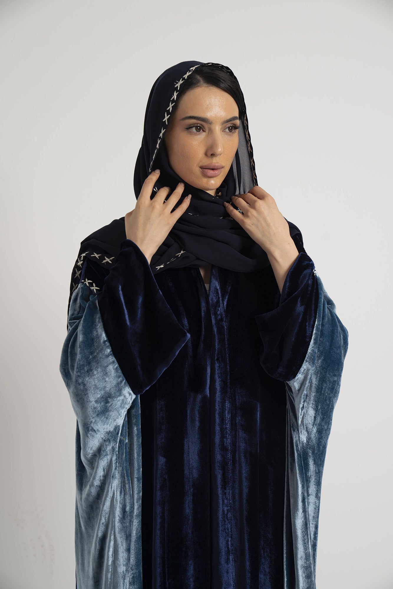 The Midnight Blue Velvet Abaya