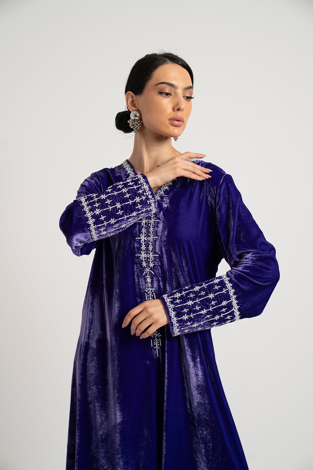 Regal Sapphire Embroidered Dress