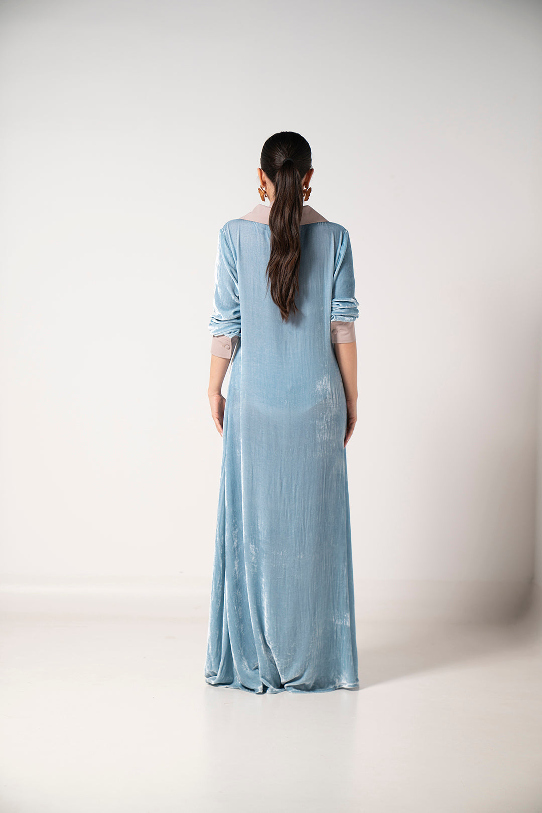 Sky Blue Contrast Trim Dress