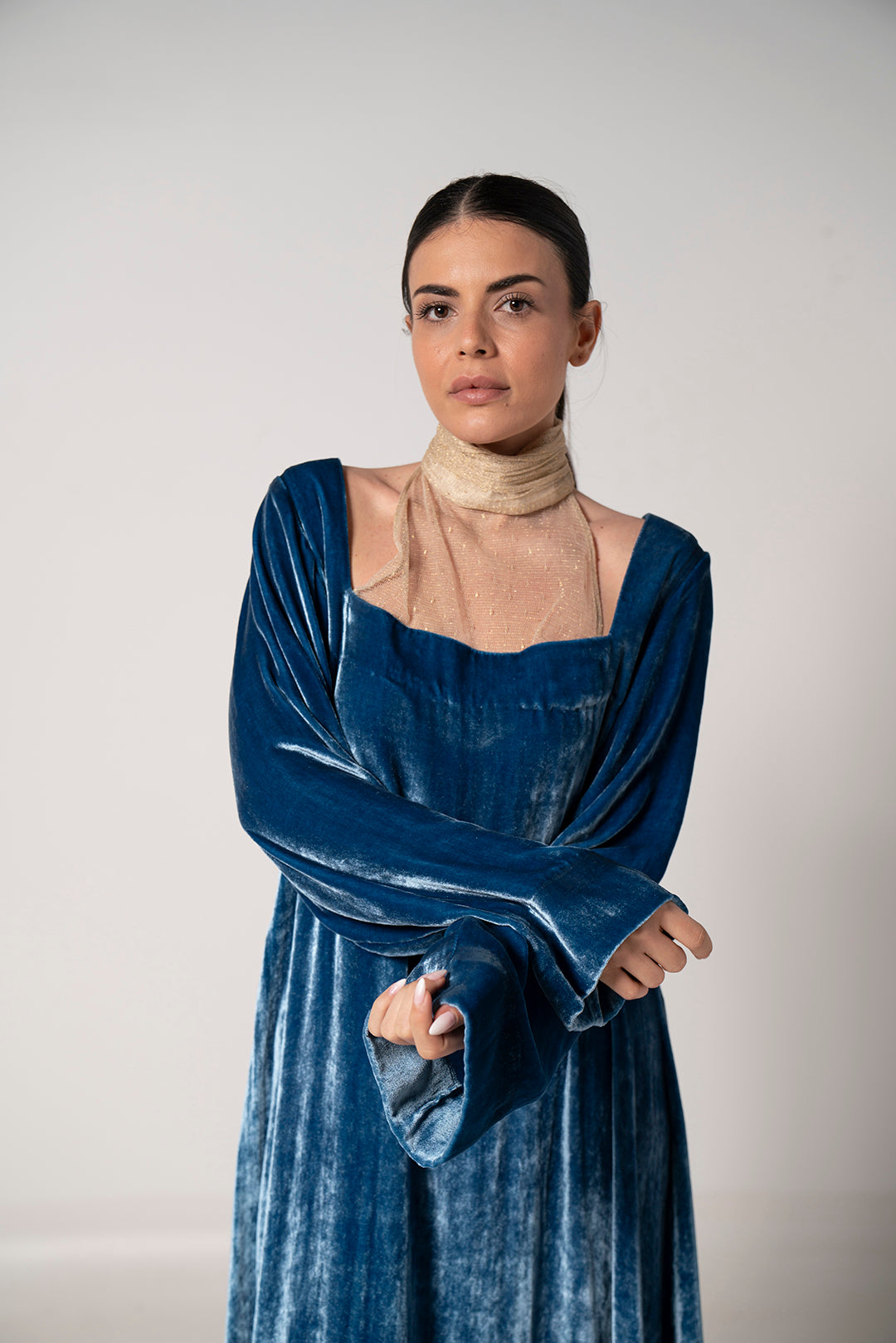 Azure Velvet Grace Dress