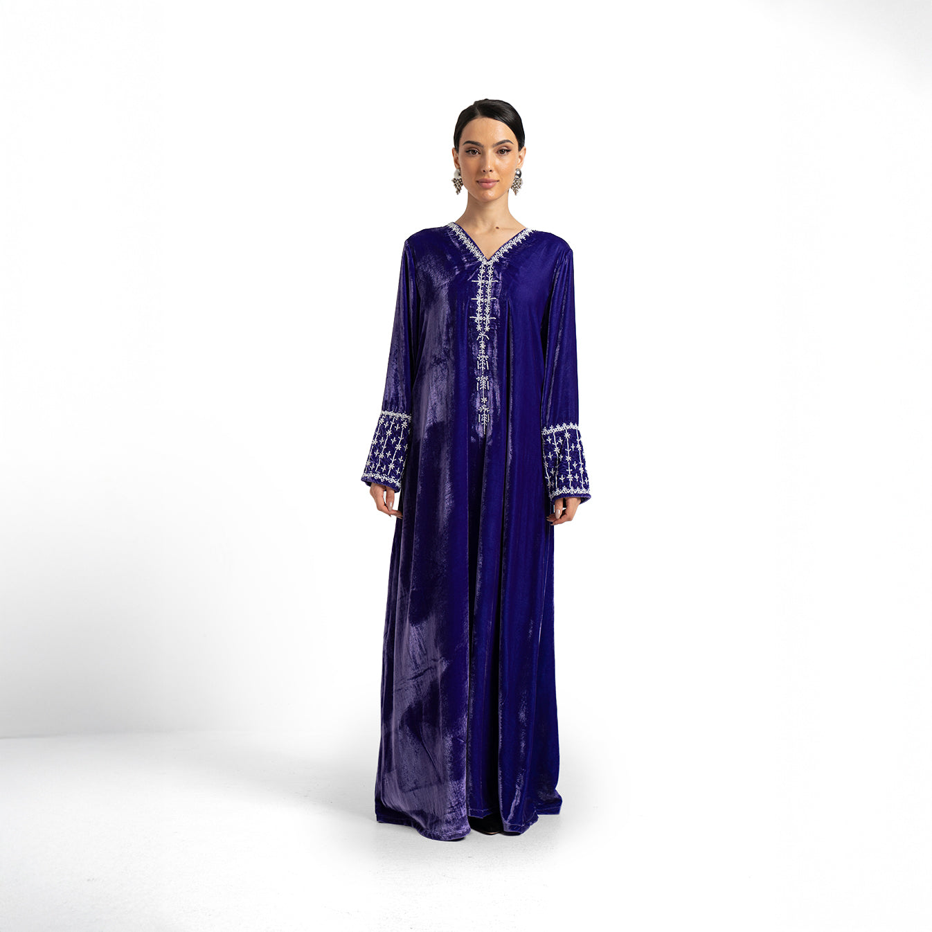 Regal Sapphire Embroidered Dress