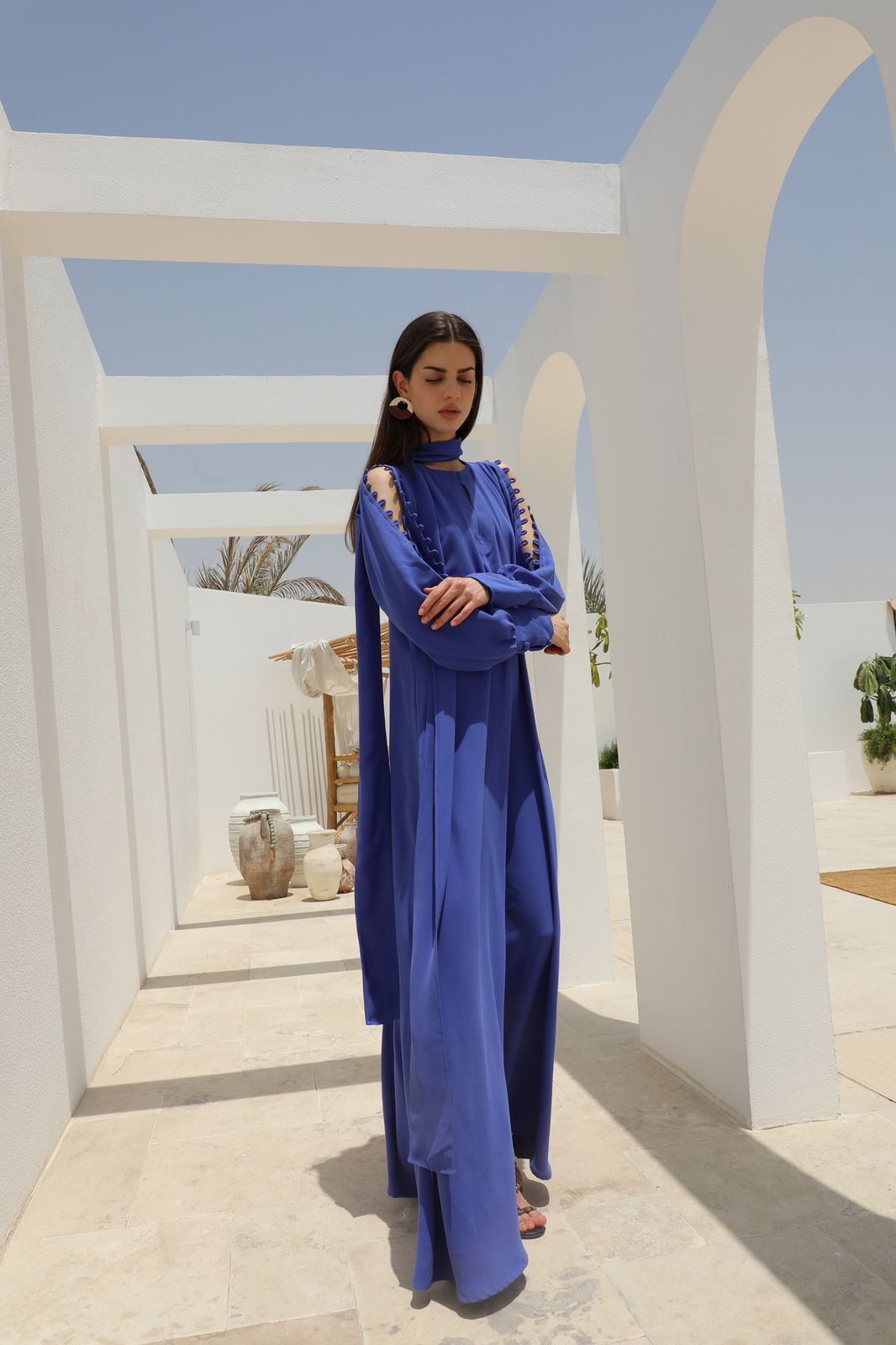 Elegant Cobalt Kaftan Dress