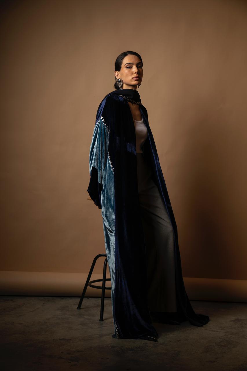 The Midnight Blue Velvet Abaya