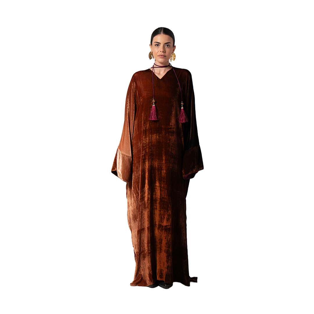 Amber Ombre Velvet Dress