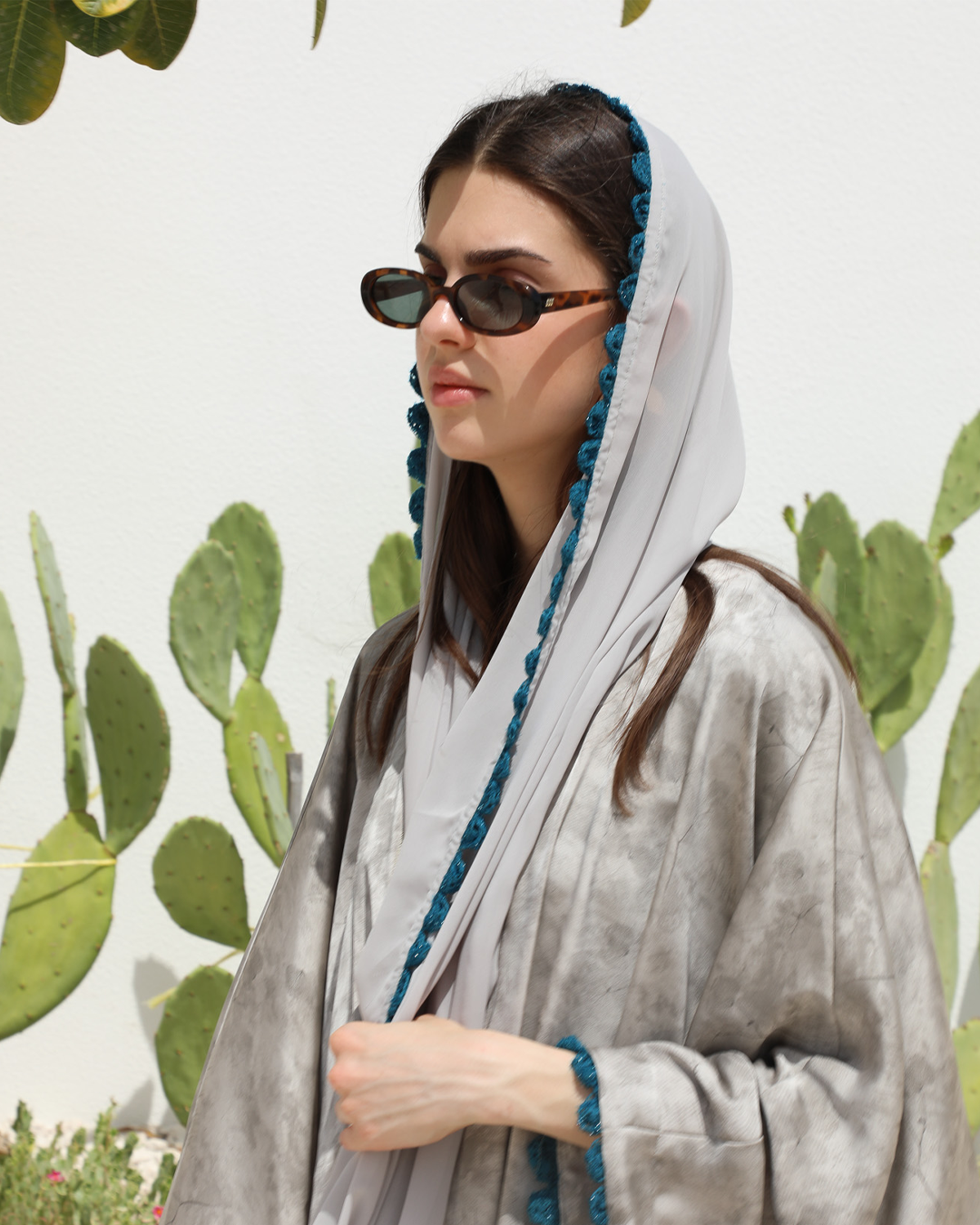 Desert Mist Abaya – Grey Marble Edition
