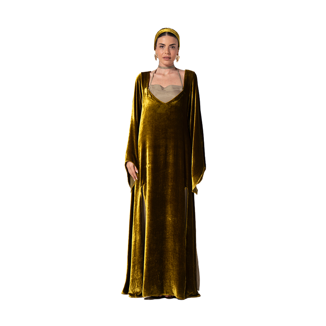 Golden Muse Velvet Dress