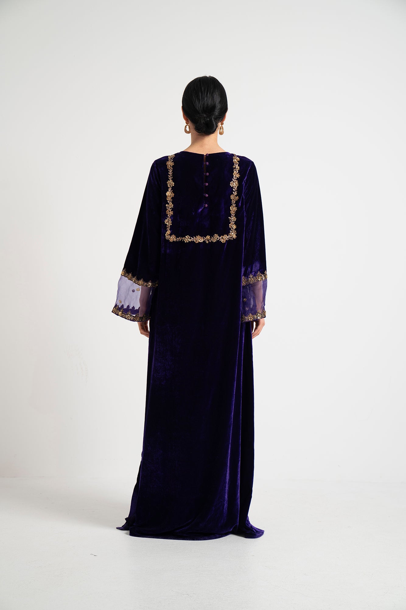 Imperial Violet Gold Embroidered Dress