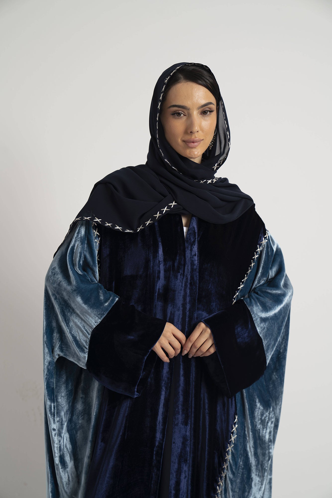 The Midnight Blue Velvet Abaya