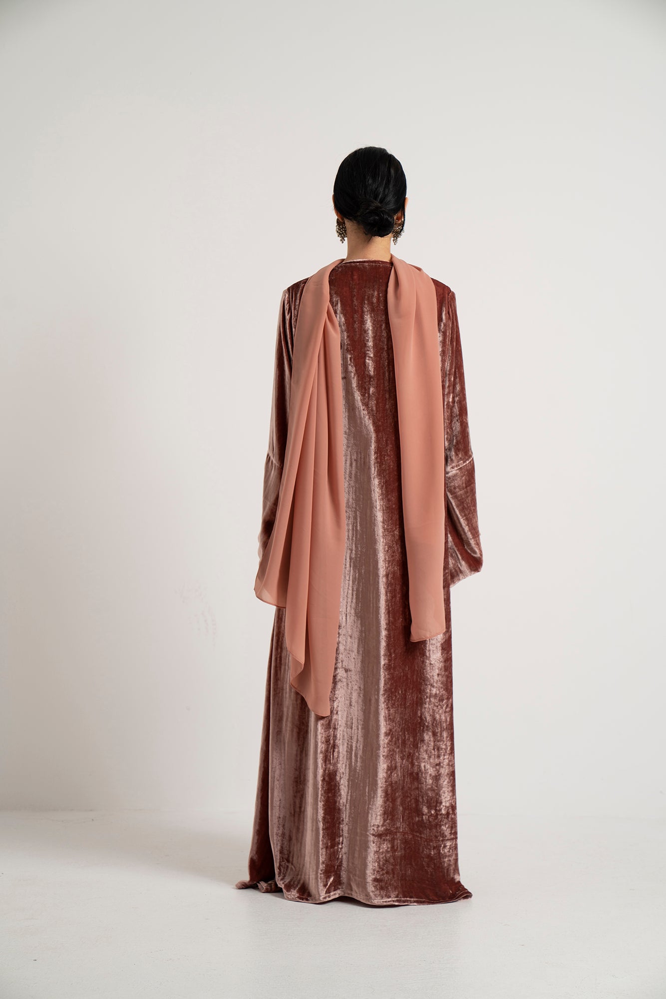 Berry Rose Velvet & Orchid Lace Abaya