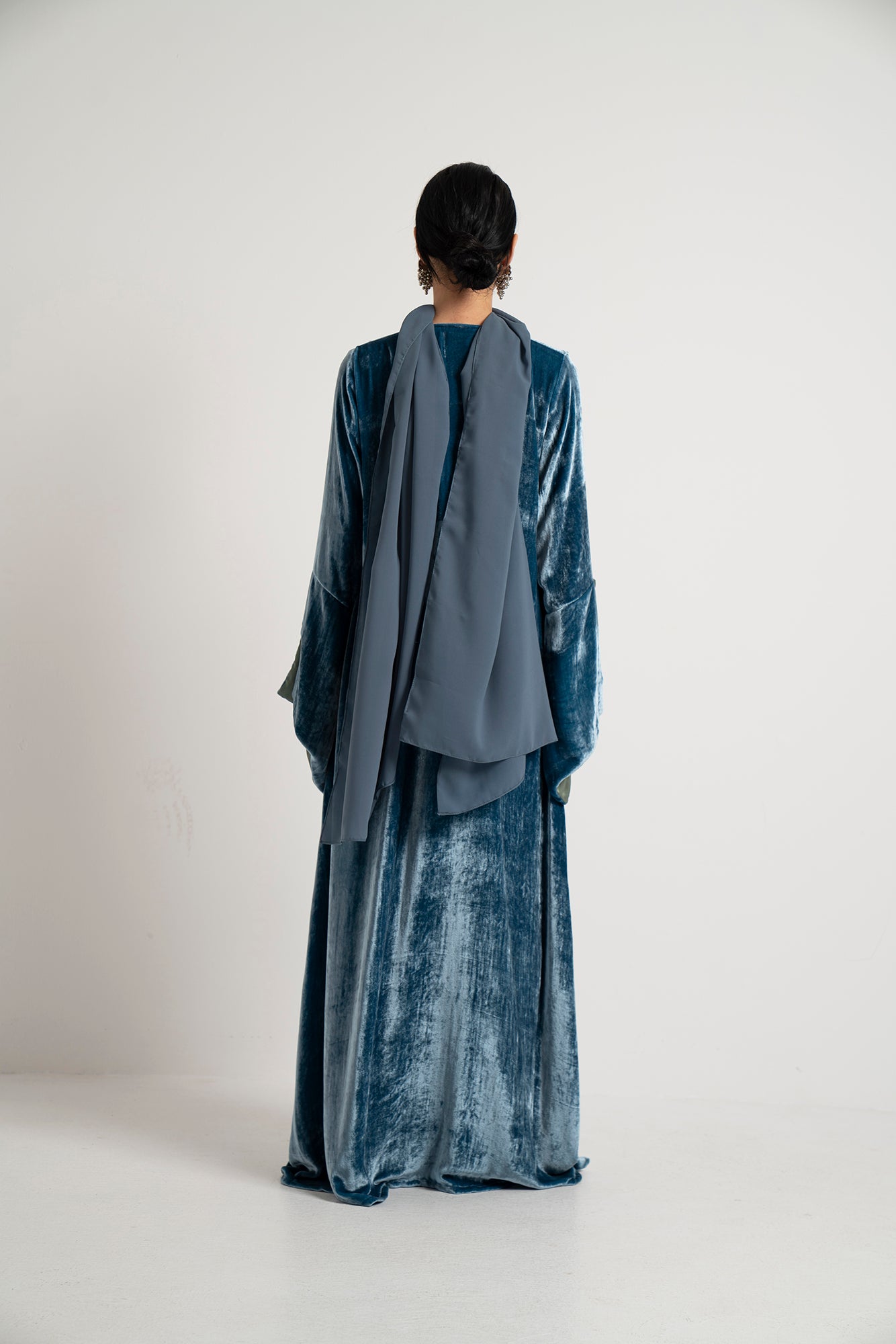 The Dusty Teal Velvet Abaya