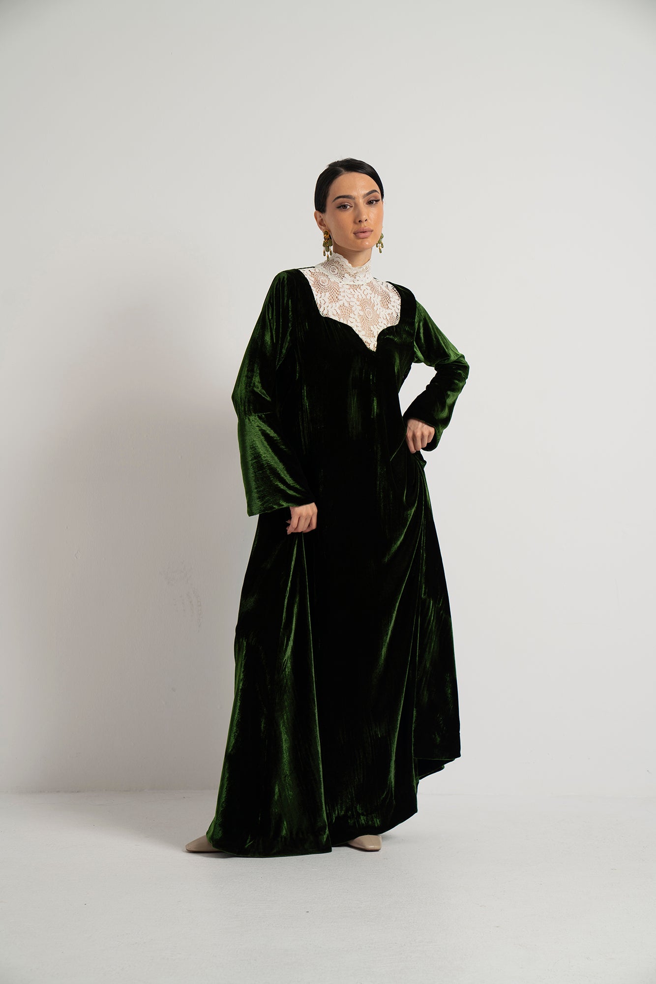 Emerald Lace Collar Dress