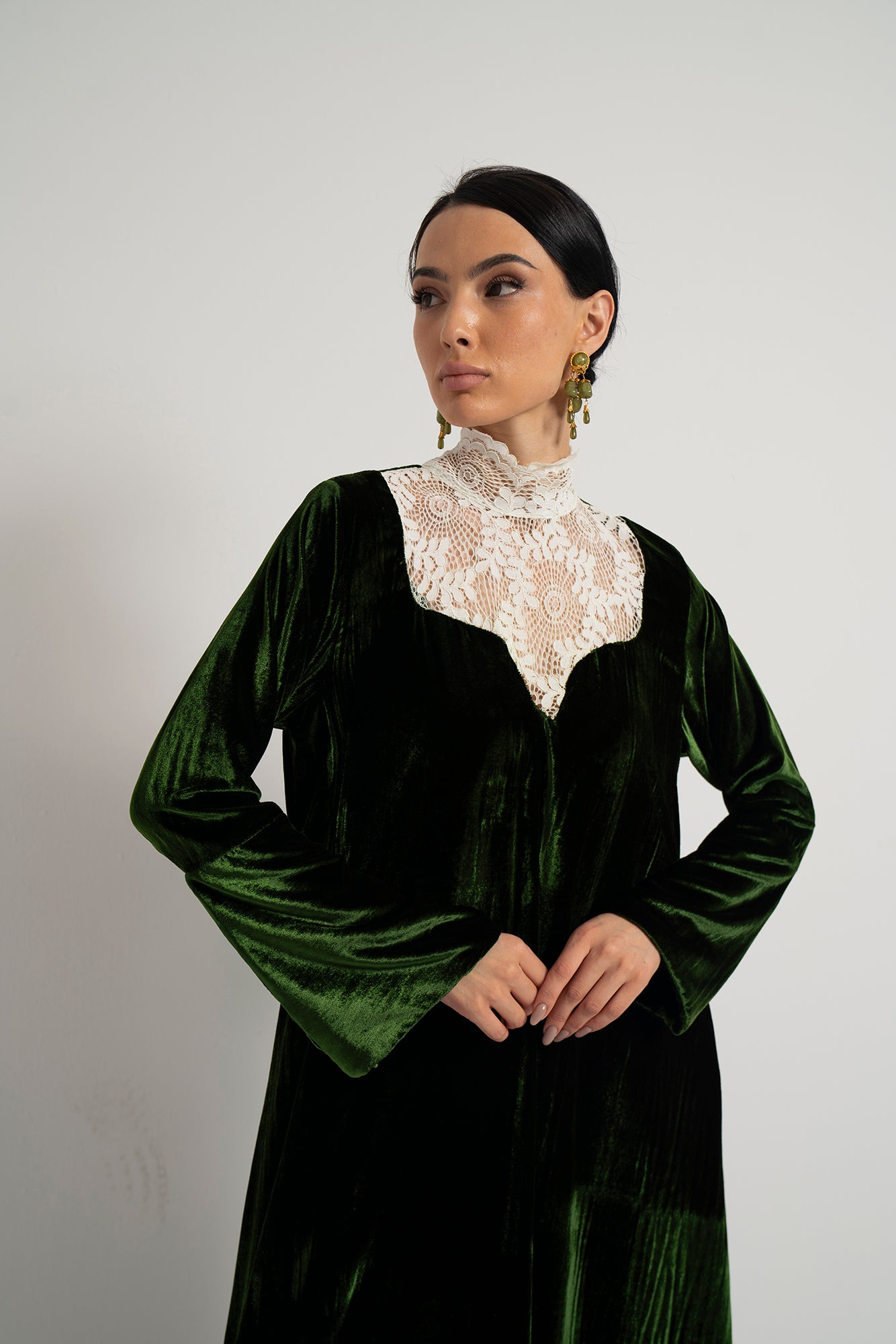 Emerald Lace Collar Dress