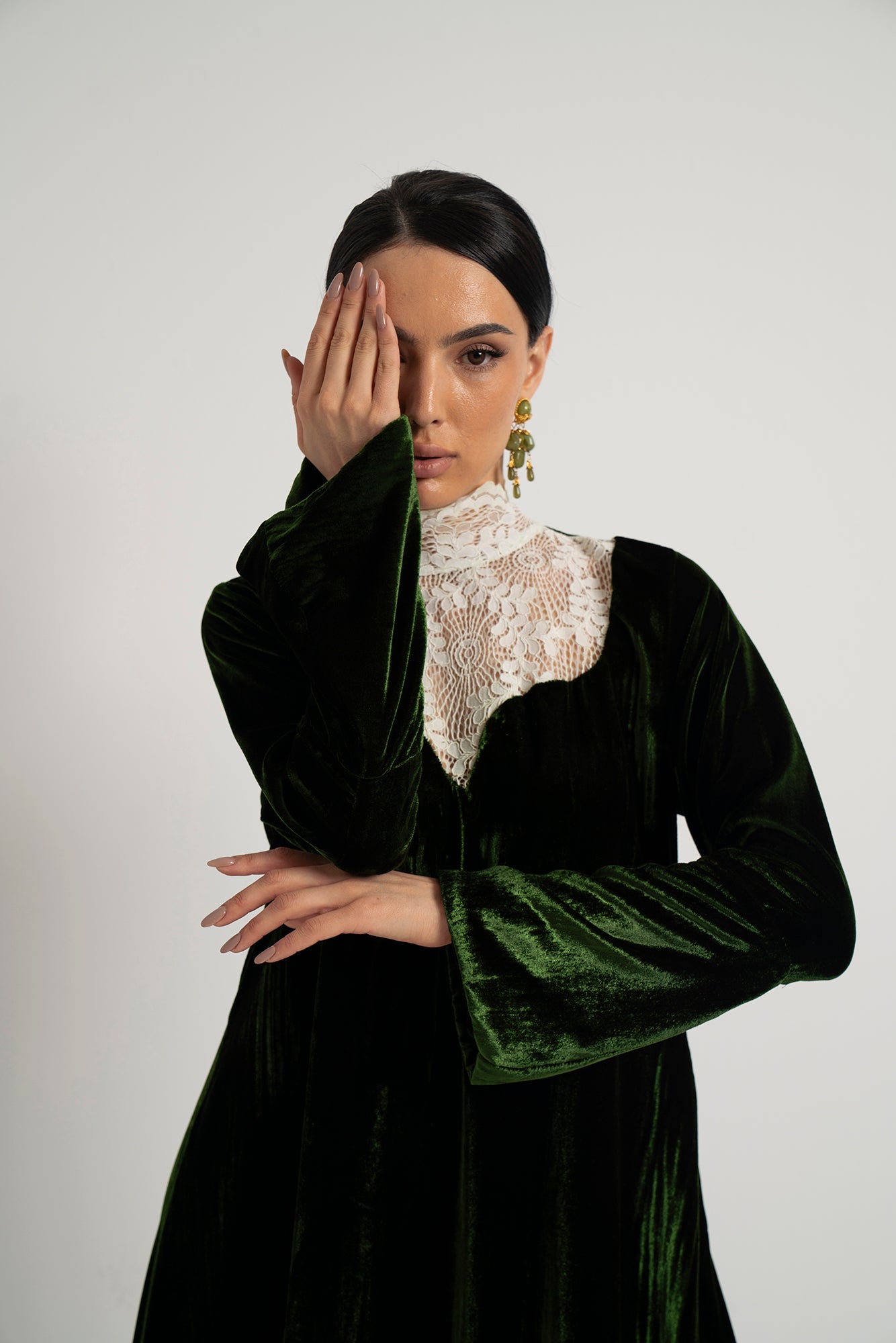 Emerald Lace Collar Dress