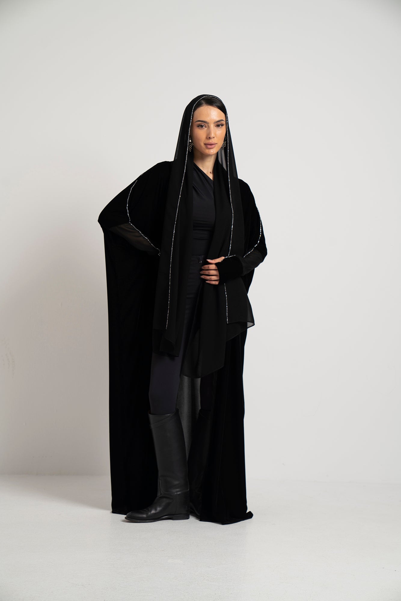 Midnight Velvet Flow Abaya