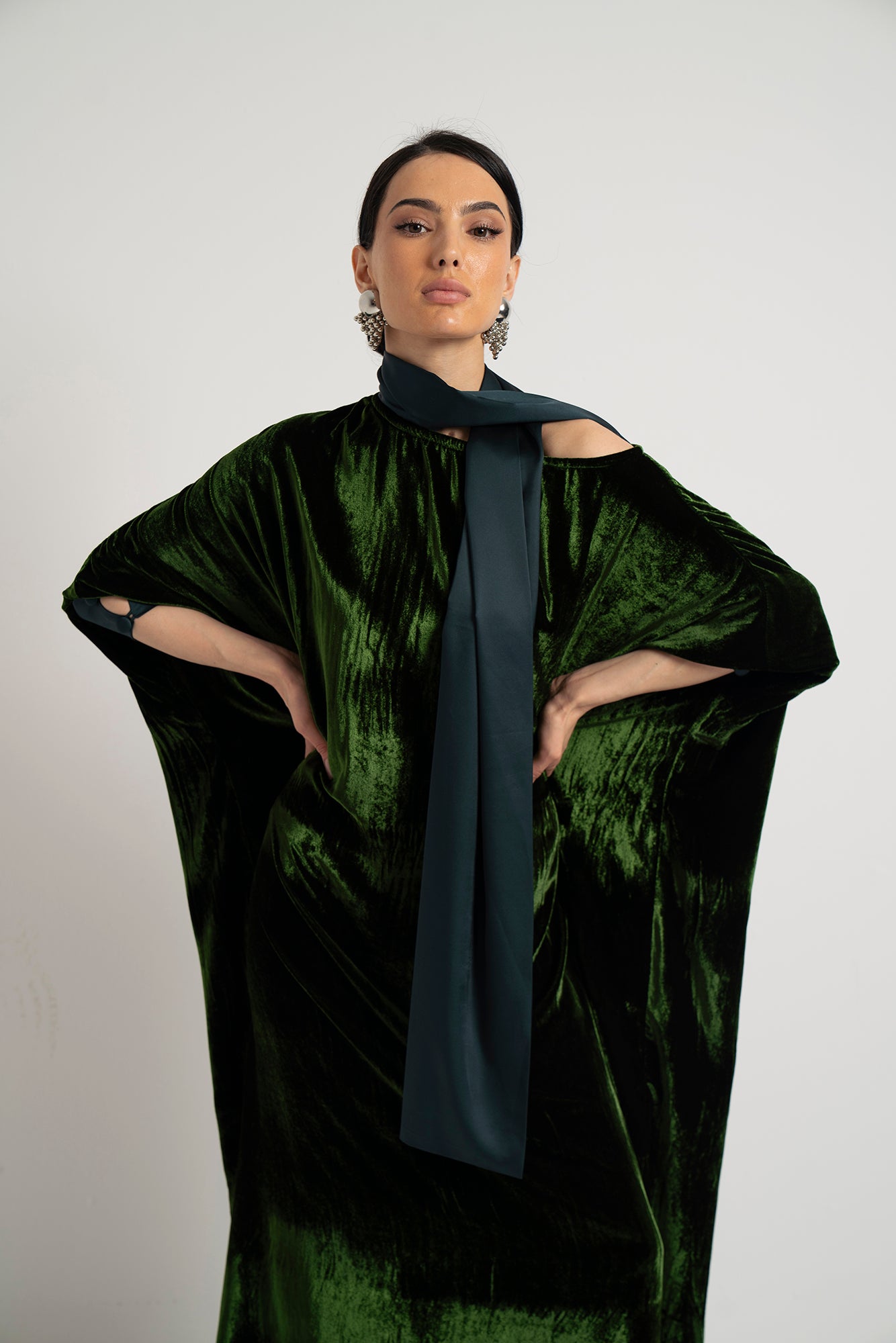The Emerald Velvet Dramatic Dress