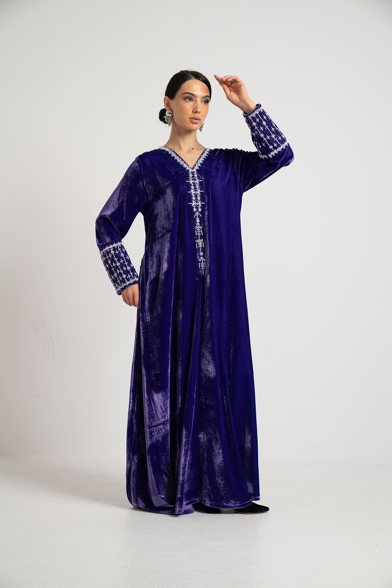 Regal Sapphire Embroidered Dress