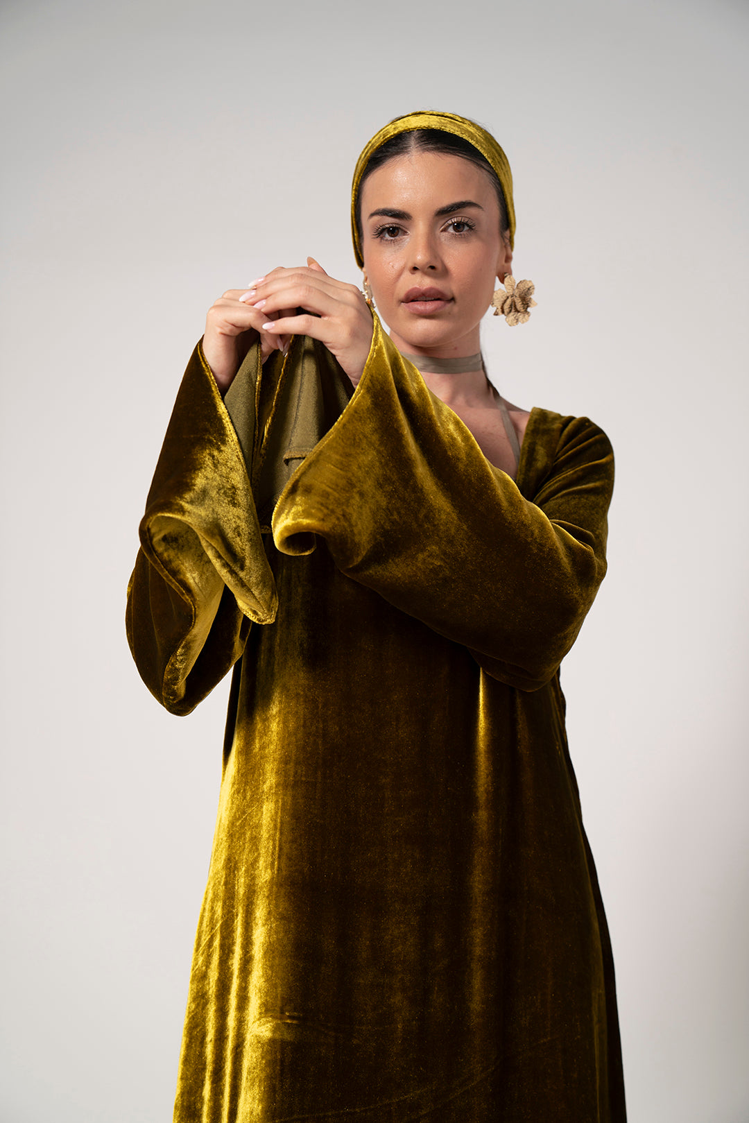 Golden Muse Velvet Dress