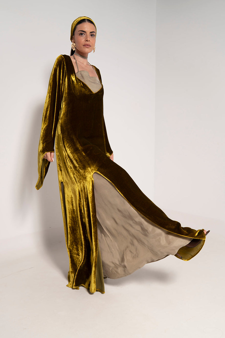 Golden Muse Velvet Dress