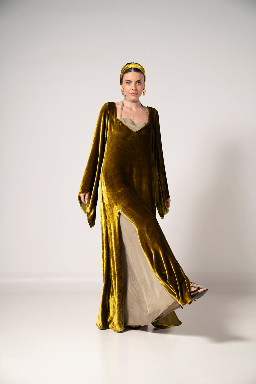 Golden Muse Velvet Dress