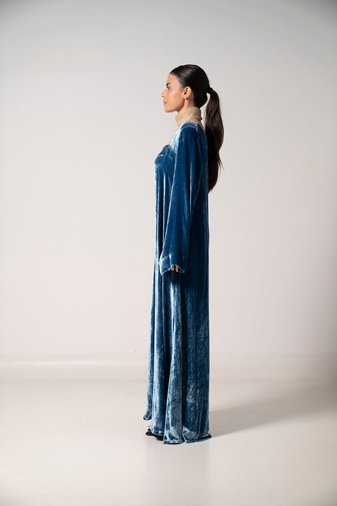 Azure Velvet Grace Dress