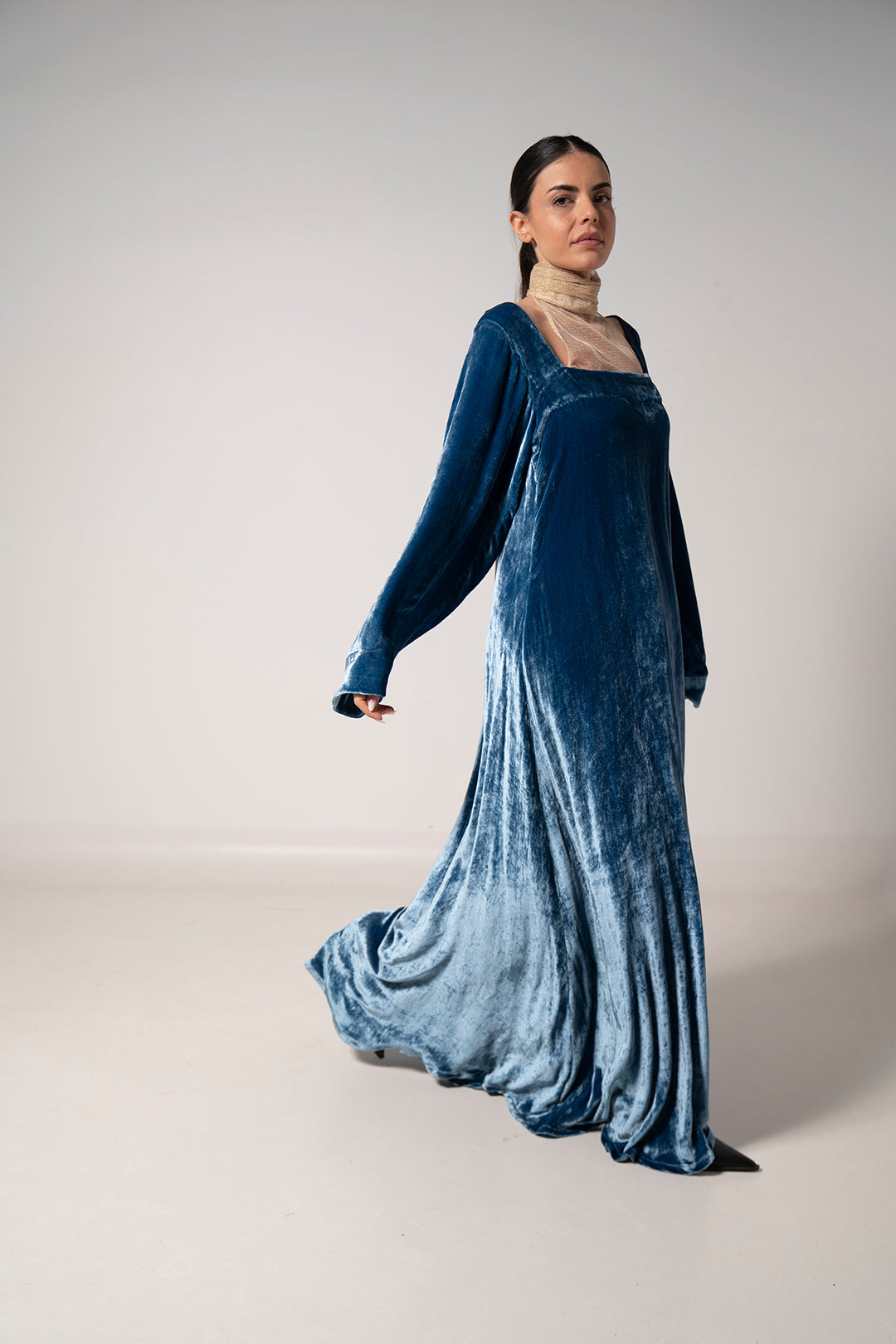 Azure Velvet Grace Dress