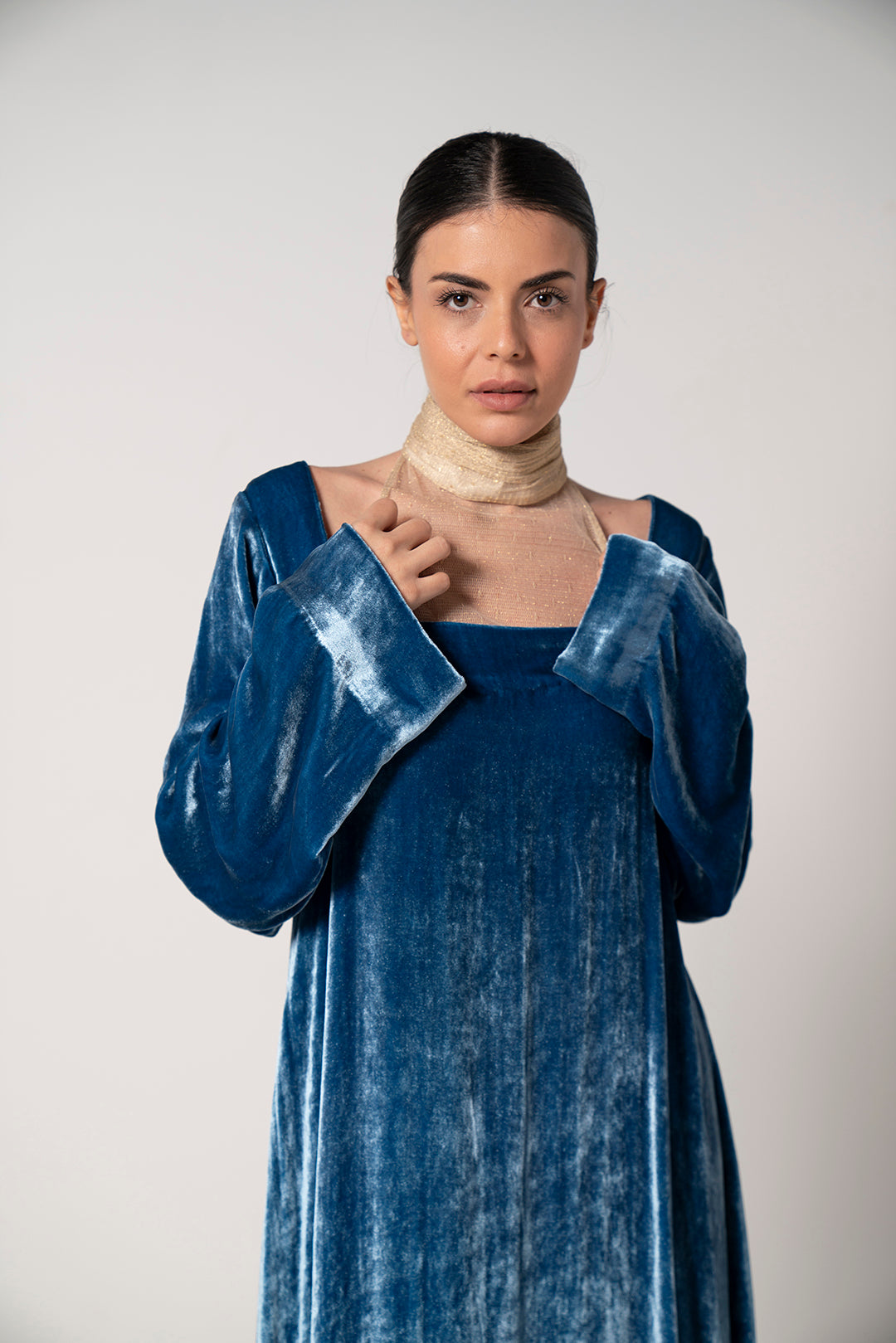Azure Velvet Grace Dress