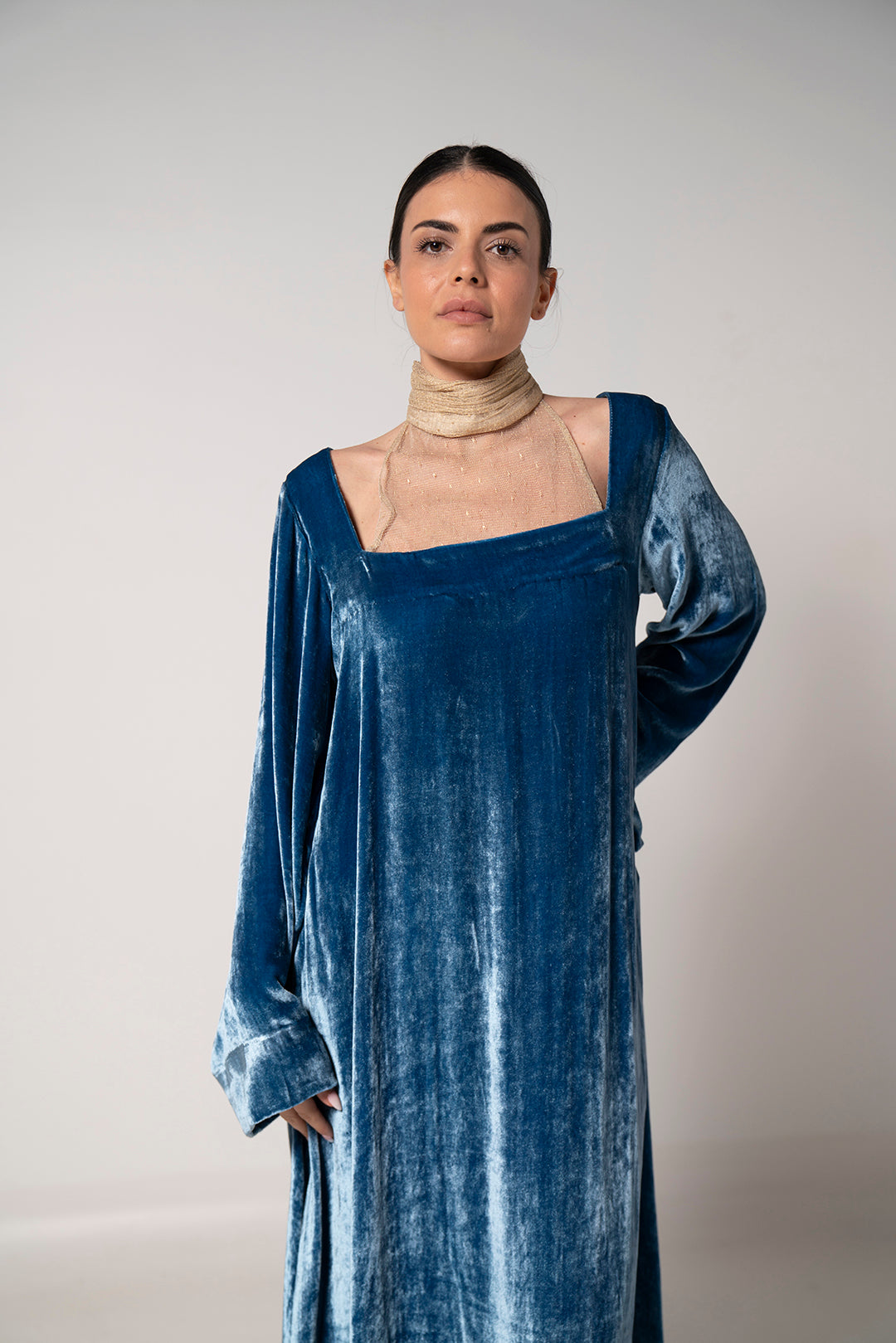 Azure Velvet Grace Dress