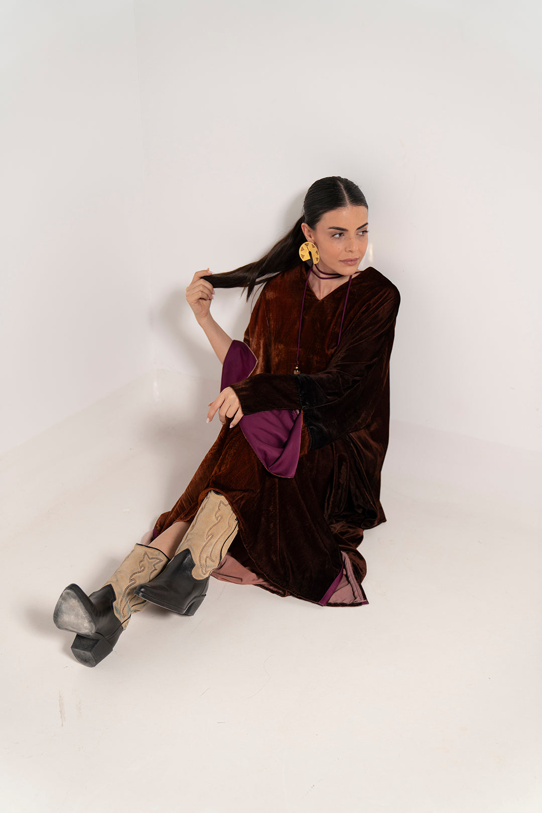Amber Ombre Velvet Dress