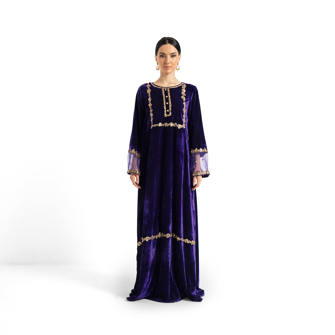 Imperial Violet Gold Embroidered Dress