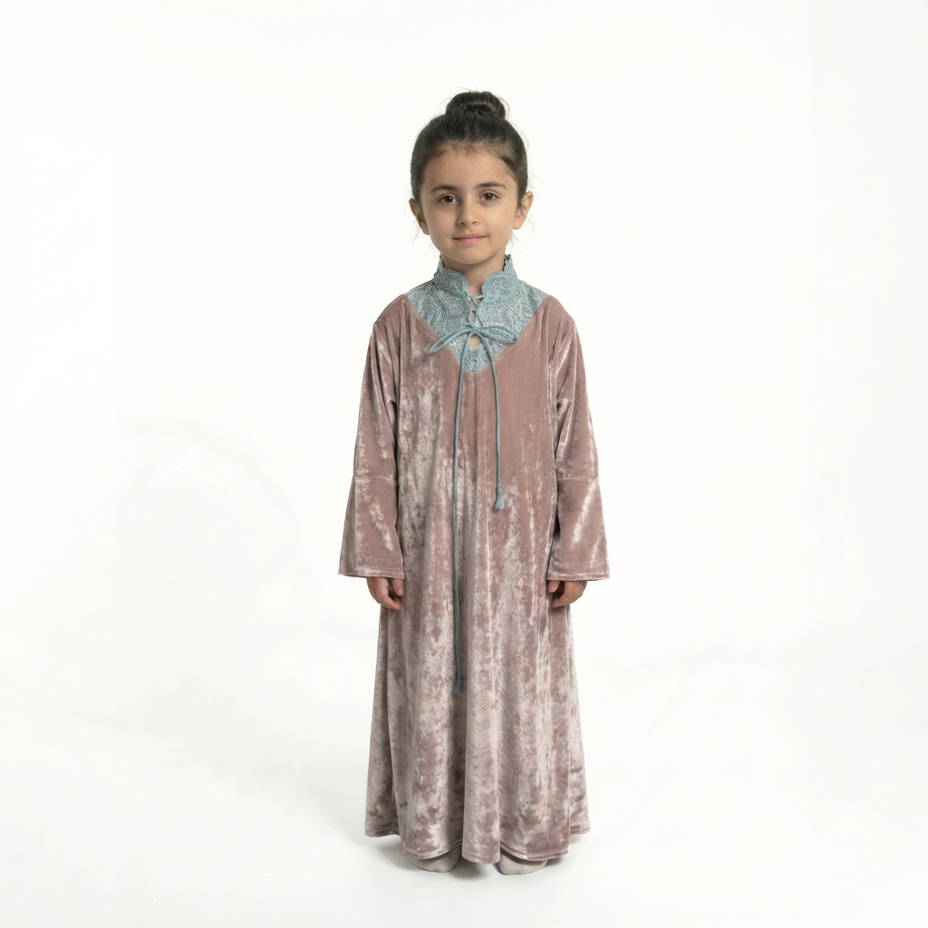 Blush Velvet Embroidered Girls Dress
